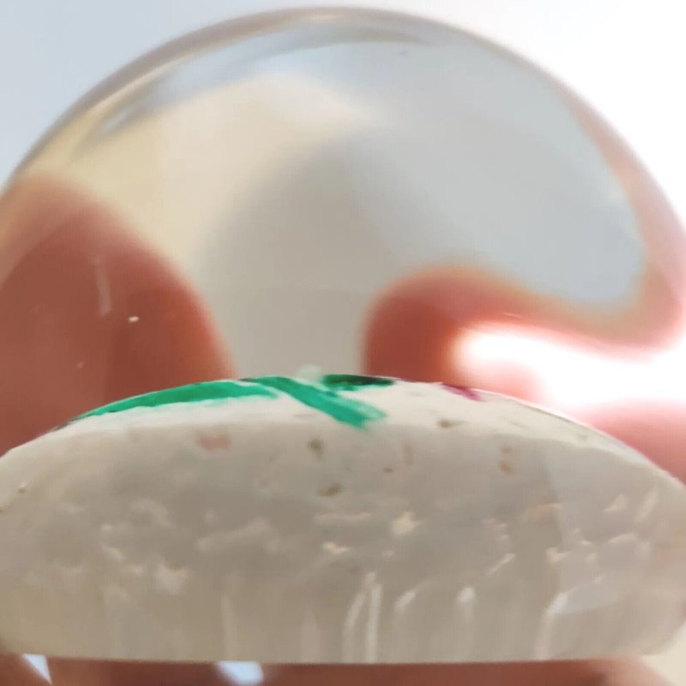 Murano Glass? LAMPWORK Poinsettia FLOWER Marshmallow White "SNOW" Paperweight - Picture 10 of 13